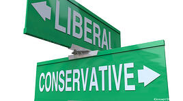 conservative liberal road sign