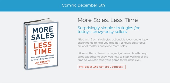 Photo of Jill Konrath's new book: More Sales, Less Time